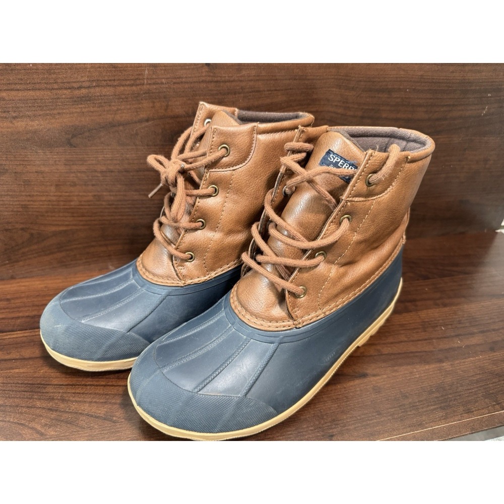 Sperry Port Boot Kids Size 6M Brown Blue Duck Boots Waterproof